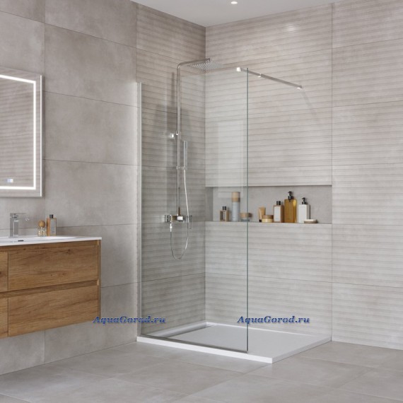 Душевая перегородка BelBagno Kraft 100х195 прозрачное стекло профиль хром KRAFT-L-1-100-C-Cr