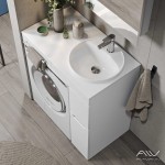 Тумба с раковиной Alavann Cosmetic 90 R под стиральную машину, напольная, глянцевая белая Тумба с раковиной Alavann Cosmetic 90 R под стиральную машину, напольная, глянцевая белая