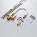 Смеситель для кухни Shevanik S668G с гибким изливом, золотой сатин, белый