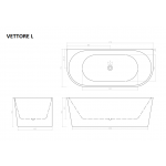 Ванна акриловая Cerutti Spa VETTORE W 170х75х56 см пристенная 9345
