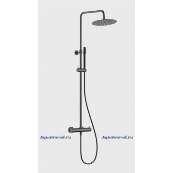 Душевая система AQUAme AQM8006GM, оружейная сталь, с термостатом