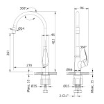 Смеситель Lemark Linara LM0415C-Gray для кухни, с гибким изливом, хром/серый