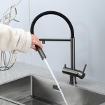 Смеситель для кухни Gappo с гибким изливом и встроенным фильтром питьевой воды вороненая сталь/черный G4397-89