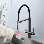 Смеситель для кухни Gappo с гибким изливом и встроенным фильтром питьевой воды вороненая сталь/черный G4397-89