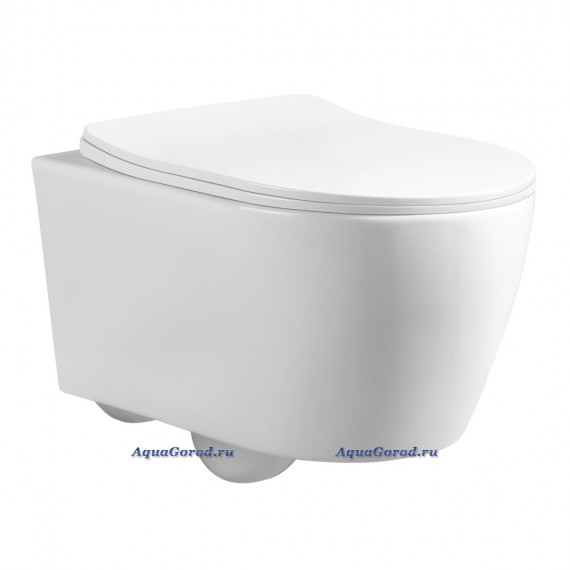 Унитаз подвесной Azario UNO 365х485x365 , безободковый, в комплекте с быстросъемным сиденьем микролифт AZ-2380