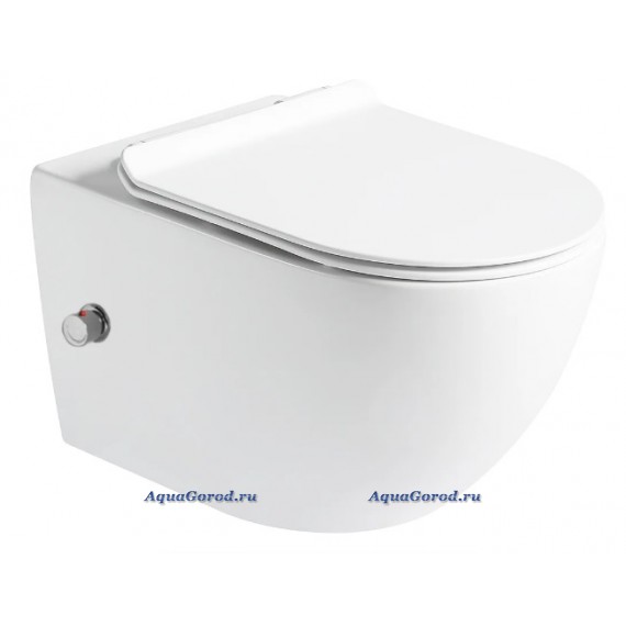 Унитаз подвесной SantiLine SL-5002T-SM/BD со смесителем и биде, белый
