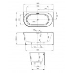 Ванна акриловая Wellsee Excellence Pro пристенная 180x80 с сифоном, хром 28761201R