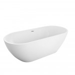 Акриловая ванна BelBagno Uno 170x75 см, отдельностоящая, белая, овальная, на ножках, со сливом-переливом BB701-1700-750-K