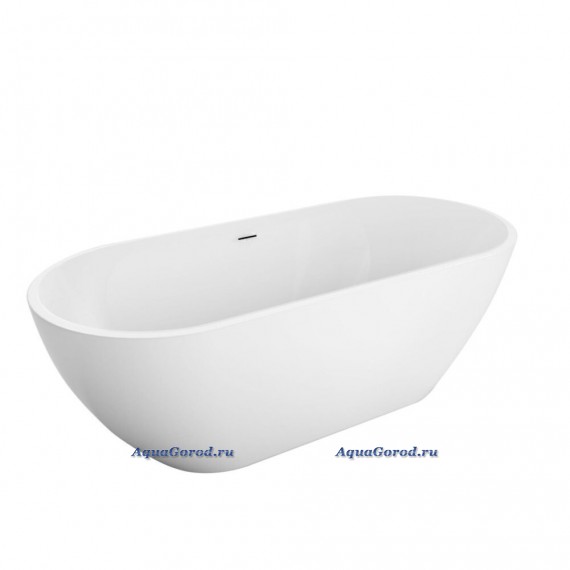 Акриловая ванна BelBagno Uno 170x75 см, отдельностоящая, белая, овальная, на ножках, со сливом-переливом BB701-1700-750-K