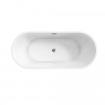 Акриловая ванна BelBagno Uno 170x75 см, отдельностоящая, белая, овальная, на ножках, со сливом-переливом BB701-1700-750-K