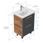 Тумба под раковину Onika Айленд 60 напольная, графит, дуб крафт золотой Тумба под раковину Onika Айленд 60 напольная, графит, дуб крафт золотой