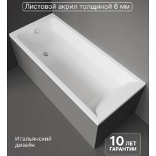Ванна акриловая STWORKI Стокгольм 165x70 см, встраиваемая, белая, с каркасом Ванна акриловая STWORKI Стокгольм 165x70 см, встраиваемая, белая, с каркасом