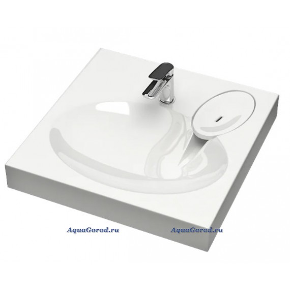 Раковина над стиральной машиной Reflexion Gamma RX6060GM 59 глянцевая белая, прямоугольная, с комплектом кронштейнов