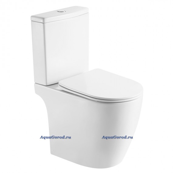 Унитаз-компакт безободковый с сиденьем микролифт Azario LEO TORNADO FLUSHING белый AZ-1253CT