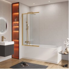 Шторка на ванну Cezares Slider 90 прозрачное стекло профиль золото SLIDER-VF-11-90/150-C-BORO