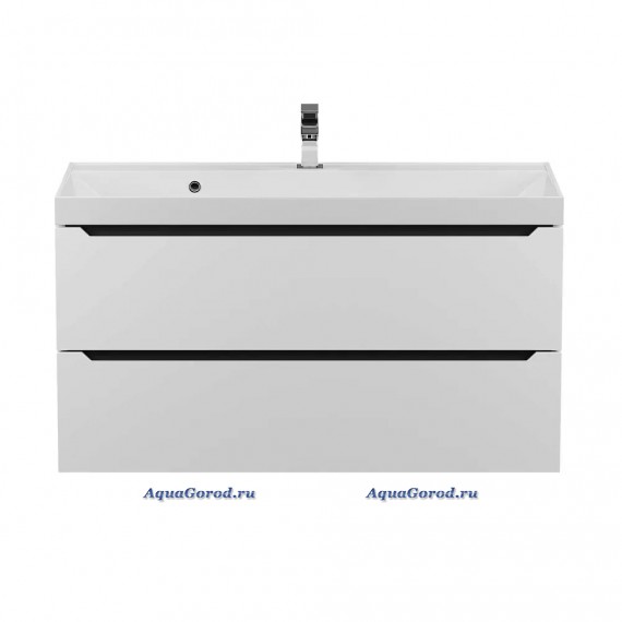 Тумба с раковиной Uperwood Tanos 100 подвесная матовый белый/графит TR-682106