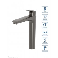 Cмеситель BelBagno для накладных раковин без донного клапана оружейная сталь DUE-LMC-GM-W0