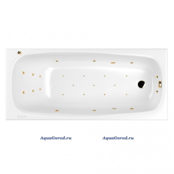 Ванна WHITECROSS Layla "ULTRA" 180x80 гидромассаж форсунки золото 0102.180080.100.ULTRA.GL