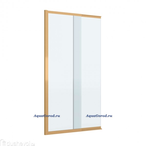 Душевая шторка на ванну CEZARES SLIDER с фиксированной створкой прозрачное стекло брашированное золото SLIDER-FIX-VF-11-90/150-C-BORO