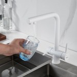 Смеситель для кухни Shevanik S968G со встроенным фильтром питьевой воды белый S468C