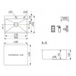 Кухонная мойка Ulgran 50х45, брашированная сталь US 500-001