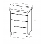 Тумба под умывальник 1Marka Gaula 60Н напольная 3 ящика белый У92515