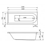 Ванна акриловая Excellent Aurum WAEX.AUR15WH 150x70 см, пристенная, белая, с каркасом