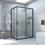 Душевое ограждение Vegas Glass ZA-F NOVO 120х90х190 раздвижные двери, профиль черный матовый, стекло прозрачное ZA-F NOVO 120х90 02М 01