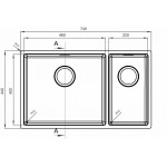 Мойка кухонная Florentina ОПТИМА-HM 740х440 нержавеющая сталь, хром 460/220.400.20.10