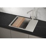 Мойка кухонная Granula 620x500 кварцевая прямоугольная с крылом левая/правая ES-6202, БАЗАЛЬТ