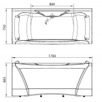 Ванна акриловая Aima Design DOLCE VITA 170x75 со стеклом 01дов1775