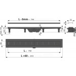 Желоб водоотводящий AlcaPlast APZ10BLACK 750 с решеткой и опорами