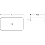Раковина накладная Art&Max 715х410х145 керамическая прямоугольная белая AM-78101