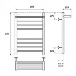 Полотенцесушитель электрический Point PN10146SPE П7 400x600 с полкой левый/правый, хром