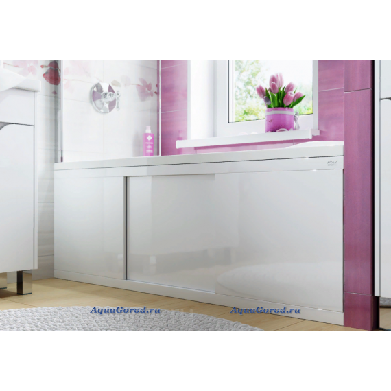 Экран для ванны Alavann Crystal 160 см раздвижной МДФ белый