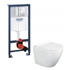 Инсталляция Grohe Rapid SL 3 в 1 с кнопкой смыва + Унитаз подвесной Zandini Garda сиденьем микролифт белый 3877200/z19-05