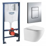 Инсталляция Grohe Rapid SL 3 в 1 с кнопкой смыва + Унитаз подвесной Baniera Афина Торнадо Invisible с сиденьем SoftClose 38772001/BW22