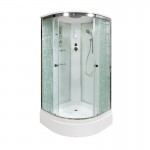 Душевая кабина DTO 100х100х220 средний поддон профиль хром стекло матовое с узором EM2710 Душевая кабина DTO 100х100х220 средний поддон профиль хром стекло матовое с узором EM2710