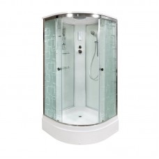 Душевая кабина DTO 100х100х220 средний поддон профиль хром стекло матовое с узором EM2710