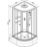 Душевая кабина DTO 100х100х220 средний поддон профиль хром стекло матовое с узором EM2710 Душевая кабина DTO 100х100х220 средний поддон профиль хром стекло матовое с узором EM2710