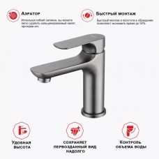 Смеситель для раковины RAGLO латунь графит R03.10.09