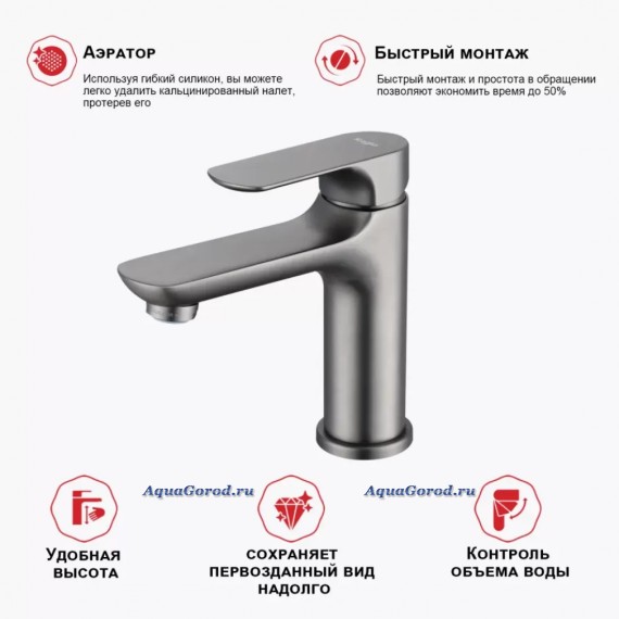 Смеситель для раковины RAGLO латунь графит R03.10.09