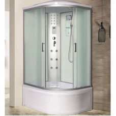 Душевая кабина River Dunay XL 120х80х230 с крышей, асимметричная, высокий поддон, матовое стекло, профиль хром 10000006184