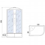 Душевая кабина River Dunay XL 120х80х230 с крышей, асимметричная, высокий поддон, матовое стекло, профиль хром 10000006184 Душевая кабина River Dunay XL 120х80х230 с крышей, асимметричная, высокий поддон, матовое стекло, профиль хром 10000006184