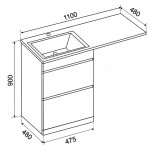 Тумба с раковиной Emmy Джерси 110 правая, под стиральную машину, с кронштейном