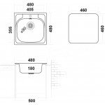 Мойка кухонная Ukinox Гранд 480х480 нержавеющая сталь GRP480.480 -GT8K 0C