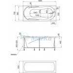 Ванна акриловая с гидромассажем 1Марка Medea 150x70 см в комплекте ручки