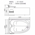 Ванна акриловая с гидромассажем Appollo A-0929L левая 180x125x66 см