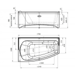 Ванна акриловая Radomir Орегона 170х100 см правая 1-01-0-2-1-172