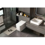 Унитаз приставной Abber Rechteck вертикальный выпуск с импульсным смывом сиденье микролифт белый AC1212P Унитаз приставной Abber Rechteck вертикальный выпуск с импульсным смывом сиденье микролифт белый AC1212P